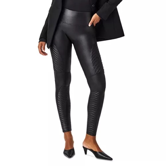 SPANX Pants - SPANX Moto Faux Leather Leggings Black Large